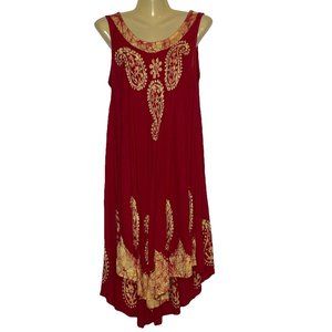 S R Fashion Womens Summer Dress Burgundy Gold Paisleys Gauze Size Free Size